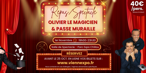 Repas/Spectacle le 1er novembre à la salle de spectacle au parc expo du Chillou à Châtellerault